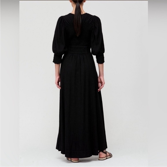 Free People Tie Front String of Hearts Maxi Dress Boho Black size large - Picture 5 of 14